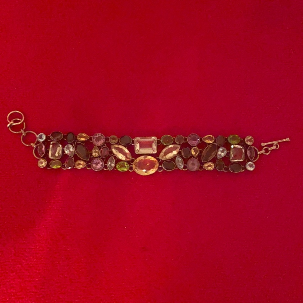 Silver bracelet with natural stones, aquamarine, yellow topaz, amethyst garnet…
